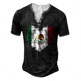 Mexico Heart Mexican Flag Mexican Pride Men's Henley Button-Down 3D Print T-shirt - Thegiftio UK