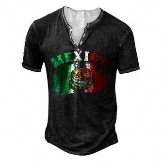 Mexico Mexican Flag Pride Eagle Red Green And White Men's Henley Button-Down 3D Print T-shirt - Thegiftio UK