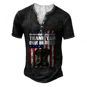 Military Memorial Day Remember Everyone Thank You Our Heroes Men's Henley Button-Down 3D Print T-shirt - Thegiftio UK