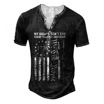 My Rights Dont End Where Your Feelings Begin Ar15 Usa Flag Men's Henley Button-Down 3D Print T-shirt - Thegiftio UK