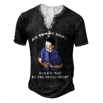 My Tummy Hurts And Im Mad At The Government V2 Men's Henley Button-Down 3D Print T-shirt - Thegiftio UK