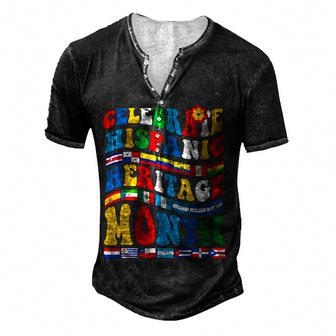 National Hispanic Heritage Month Celebration Latin Flags V2 Men's Henley Button-Down 3D Print T-shirt - Thegiftio UK