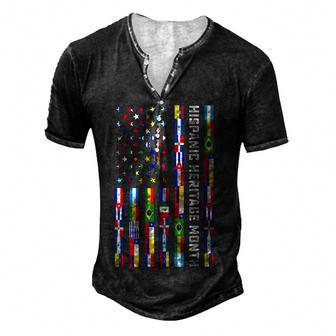National Hispanic Heritage Month Celebration Latin Flags V3 Men's Henley Button-Down 3D Print T-shirt - Thegiftio UK