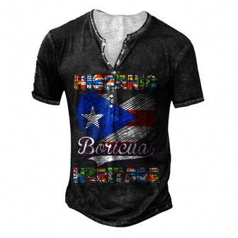 National Hispanic Heritage Month Puerto Rico Flag Boricua Men's Henley Button-Down 3D Print T-shirt - Thegiftio UK