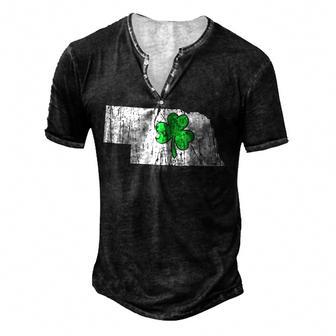 Nebraska State St Patricks Day Nebraska Green Shamrock Men's Henley Button-Down 3D Print T-shirt - Thegiftio UK