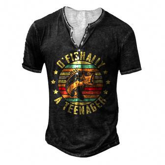 Ofishally A Nager Fishing Lovers Fisherman 13Th Birthday Men's Henley Button-Down 3D Print T-shirt - Thegiftio UK
