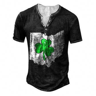 Ohio State St Patricks Day Ohio Green Shamrock Men's Henley Button-Down 3D Print T-shirt - Thegiftio UK