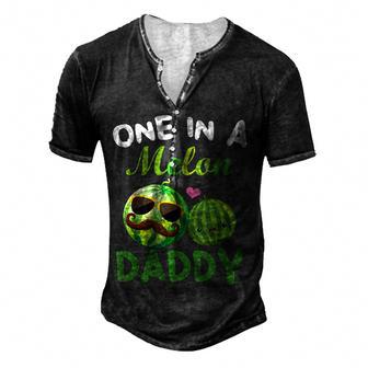 One In A Melon Daddy Outfits For Cool Bearded Man And Kids Men's Henley Button-Down 3D Print T-shirt - Thegiftio UK