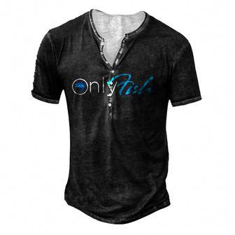 Onlyfish Fishing Men's Henley Button-Down 3D Print T-shirt - Thegiftio UK