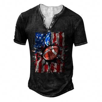 Patriotic Football 4Th Of July Men Usa American Flag Boys Men's Henley Button-Down 3D Print T-shirt - Thegiftio UK