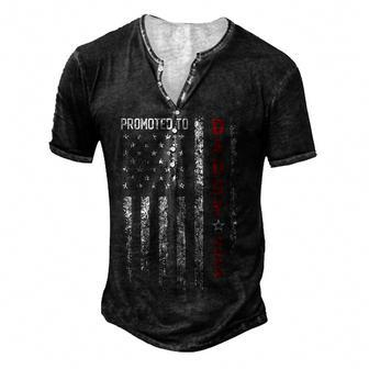 Patriotic Mens Promoted To Daddy Est 2023 First Time Dad Men's Henley Button-Down 3D Print T-shirt - Thegiftio UK