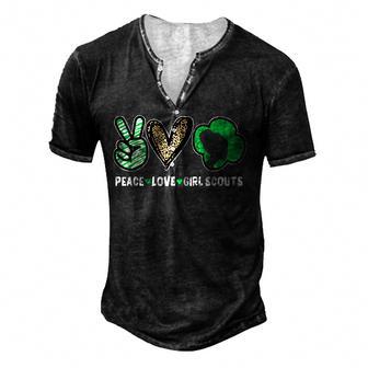 Peace Love Cookie Scout For Girls Bakery Cookie Season Men's Henley Button-Down 3D Print T-shirt - Thegiftio UK