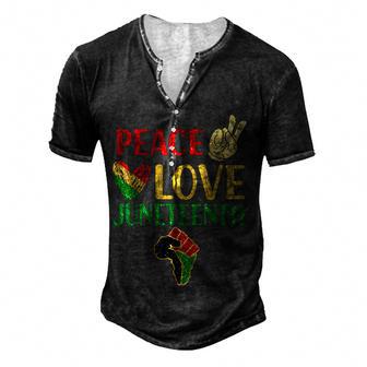 Peace Love Junenth Pride Black Girl Black Queen & King V2 Men's Henley Button-Down 3D Print T-shirt - Thegiftio UK