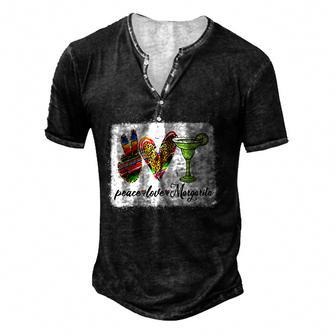 Peace Love Margarita Feelin Salty Margarita Drinking Men's Henley Button-Down 3D Print T-shirt - Thegiftio UK