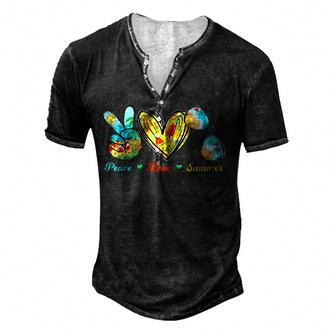 Peace Love Summer Sunglasses Cruise Beach Men's Henley Button-Down 3D Print T-shirt - Thegiftio UK