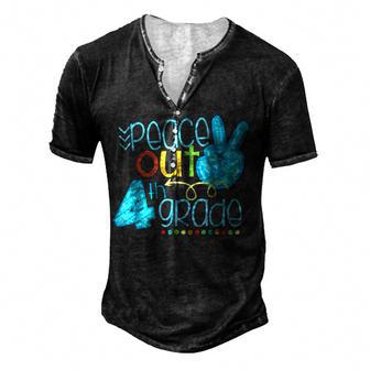 Peace Out 4Th Grade Funny End Of School Year Men's Henley Button-Down 3D Print T-shirt - Thegiftio UK