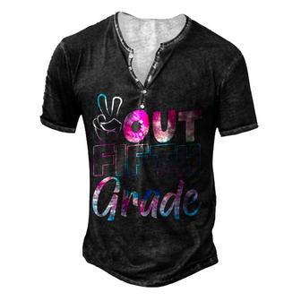 Peace Out 5Th Fifth Grade Tie Dye Graduation Class Of 2022 Men's Henley Button-Down 3D Print T-shirt - Thegiftio UK