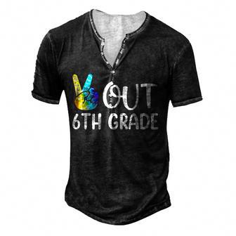Peace Out 6Th Grade Tie Dye 6Th Grade Graduation Men's Henley Button-Down 3D Print T-shirt - Thegiftio UK