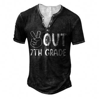 Peace Out 7Th Grade Tie Dye 7Th Grade Graduation Men's Henley Button-Down 3D Print T-shirt - Thegiftio UK