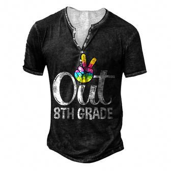 Peace Out 8Th Grade Tie Dye Graduation Class Of 2022 Virtual V3 Men's Henley Button-Down 3D Print T-shirt - Thegiftio UK