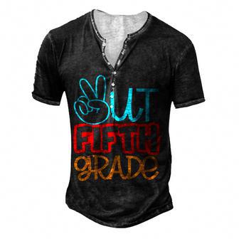 Peace Out Fifth Grade - Happy Last Day Of School 5Th Grade Men's Henley Button-Down 3D Print T-shirt - Thegiftio UK