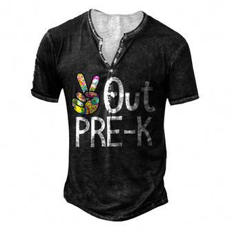 Peace Out Pre-K - Last Day Of School Pre-K Graduate Men's Henley Button-Down 3D Print T-shirt - Thegiftio UK