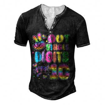 Peace Out Single Digits Im 10 Pop It 10Th Bday Fidget Men's Henley Button-Down 3D Print T-shirt - Thegiftio UK
