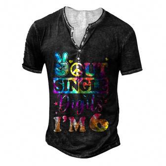 Peace Out Single Digits Im 6 Tie Dye Birthday Kids Men's Henley Button-Down 3D Print T-shirt - Thegiftio UK