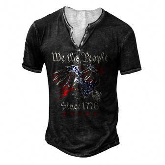 We The People Eagle American Flag Patriotic 4Th Of July 1776 Men's Henley T-Shirt - Seseable