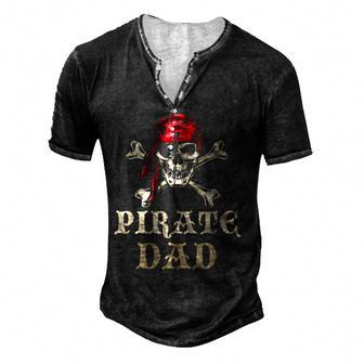 Pirate Dad Skull Costume Halloween Funny Men's Henley Button-Down 3D Print T-shirt - Thegiftio UK