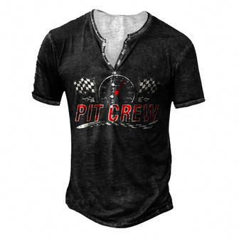 Pit Crew Race Car Party Checkered Flag Car Racing Men's Henley Button-Down 3D Print T-shirt - Thegiftio UK