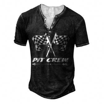 Pit Crew Race Flag Twin For Lover Racing Men's Henley Button-Down 3D Print T-shirt - Thegiftio UK