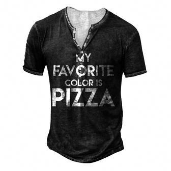 Pizza My Favorite Color Men's Henley T-Shirt - Seseable