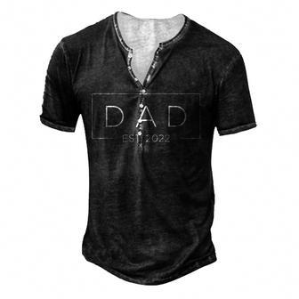 Pocket Dad Est 2022 Fathers Day Gift Promoted To Daddy 2022 Men's Henley Button-Down 3D Print T-shirt - Thegiftio UK