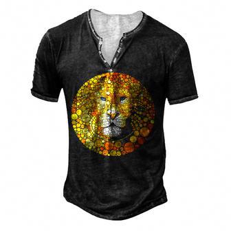 Polka Dot Lion International Dot Day Boys Kids Men Men's Henley Button-Down 3D Print T-shirt - Thegiftio UK
