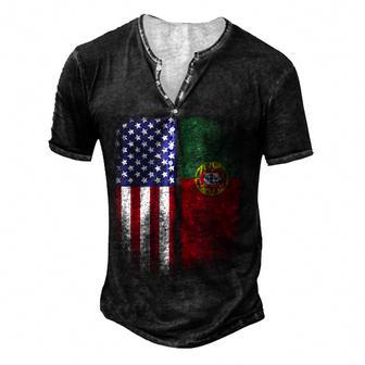 Portuguese American Flag Portugal Usa Men's Henley Button-Down 3D Print T-shirt - Thegiftio UK