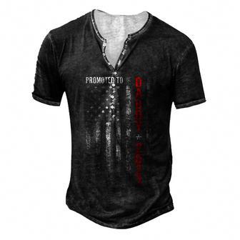 Promoted To Daddy Est 2023 First Time Fathers Day New Daddy Men's Henley Button-Down 3D Print T-shirt - Thegiftio UK