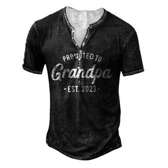 Promoted To Grandpa 2023 Soon To Be Grandpa New Grandpa Men's Henley Button-Down 3D Print T-shirt - Thegiftio UK