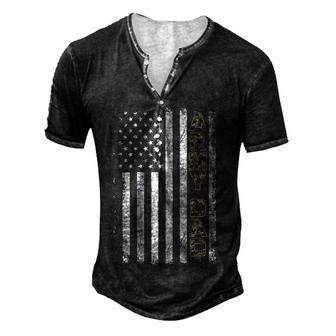 Proud Army Dad United States Usa Flag Gift For Fathers Day Men's Henley Button-Down 3D Print T-shirt - Thegiftio UK