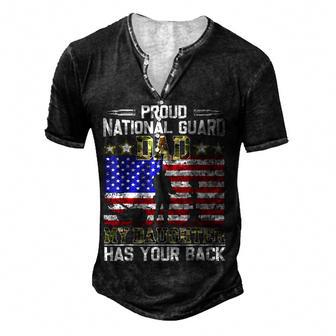 Proud Army National Guard Dad Military Fathers Day Men's Henley Button-Down 3D Print T-shirt - Thegiftio UK
