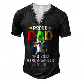 Proud Dad Of A 2022 Kindergarten Graduate Unicorn Dabbing Men's Henley Button-Down 3D Print T-shirt - Thegiftio UK
