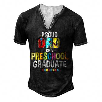 Proud Dad Of A Preschool Graduate Graduation Gift Father Men's Henley Button-Down 3D Print T-shirt - Thegiftio UK