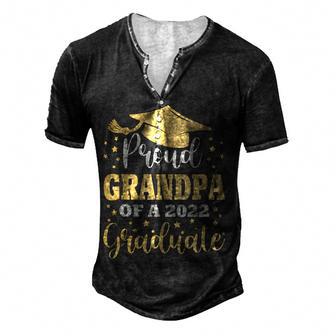 Proud Grandpa Of A Class Of 2022 Graduate Senior 22 Men's Henley Button-Down 3D Print T-shirt - Thegiftio UK