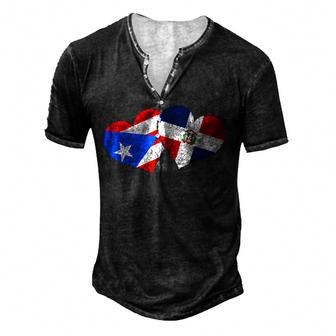 Puerto Rico & Dominican Republic Pride Puerto Rican Flag Men's Henley Button-Down 3D Print T-shirt - Thegiftio UK
