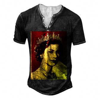 Queen Elizabeths Platinum Jubilee 2022 Uk Union Jack Flag Men's Henley Button-Down 3D Print T-shirt - Thegiftio UK