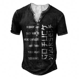 A Quick And Easy Way Men's Henley T-Shirt - Seseable