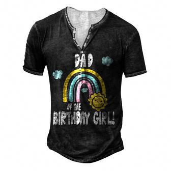 Rainbows & Sunshine Party Dad Of The Birthday Girl Men's Henley T-Shirt - Seseable