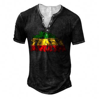 Reggae Lion Of Judah Reggae Roots Jamaica Etophia Rastafari Men's Henley Button-Down 3D Print T-shirt - Thegiftio UK