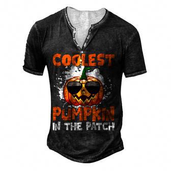 Retro Coolest Pumpkin In The Patch Groovy Halloween Boys Men Men's Henley Button-Down 3D Print T-shirt - Thegiftio UK