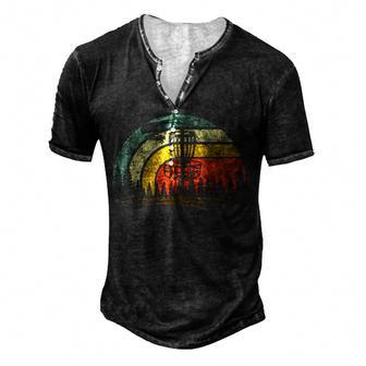Retro Vintage Disc Golf Frolf Flying Disc Sport V2 Men's Henley Button-Down 3D Print T-shirt - Thegiftio UK